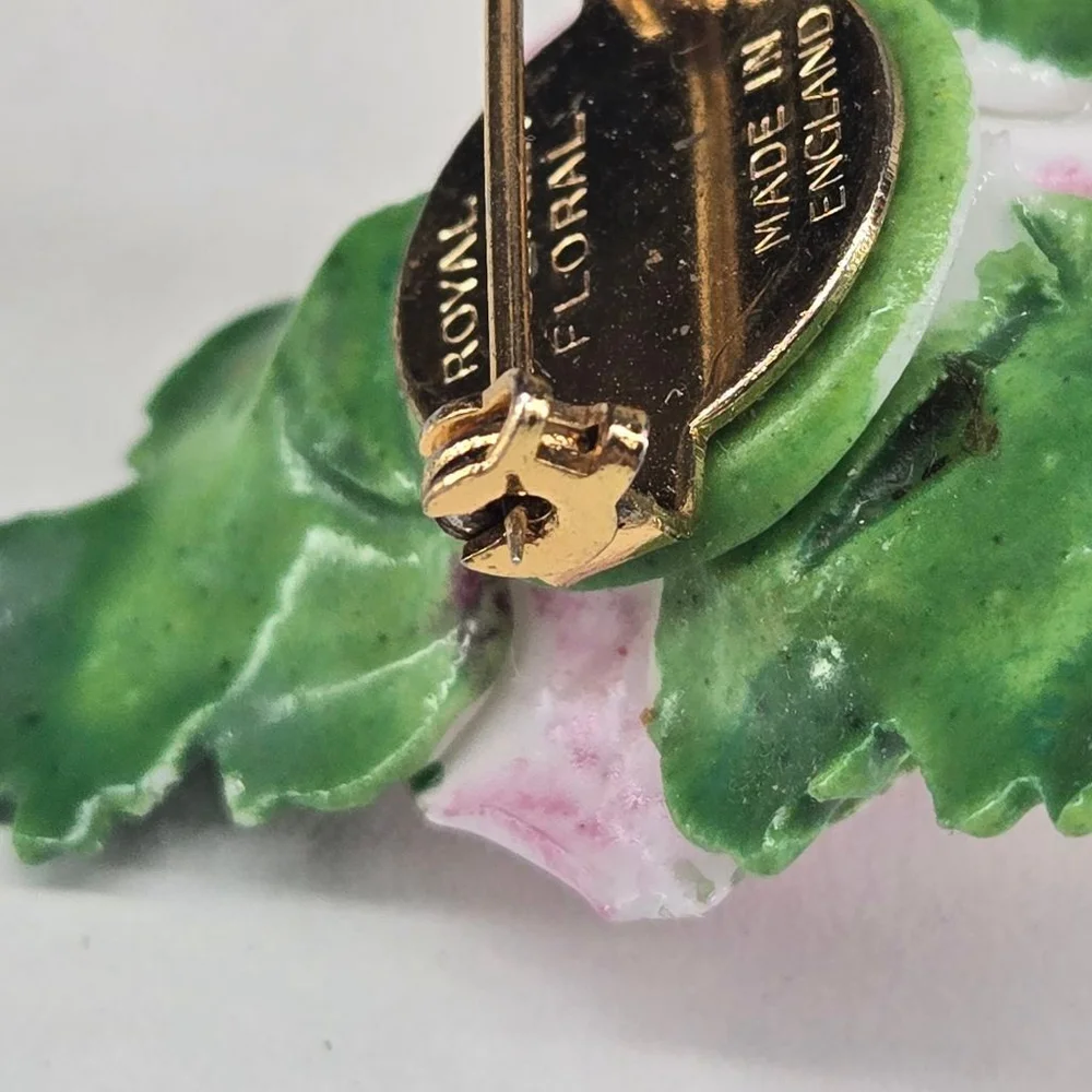 Vintage Royal Adderley Women's Brooch England China Pink Rose Floral Pin